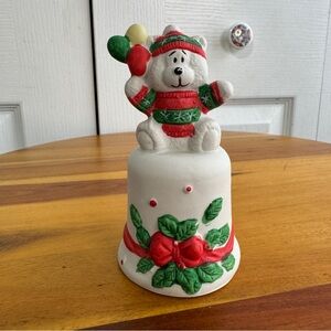 Brinn’s hand painted ceramic‎ bear balloon mistletoe bell